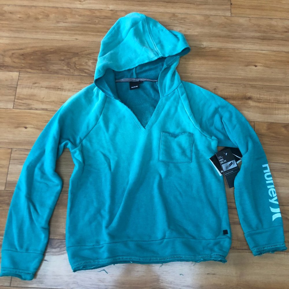 NEW w-tag HURLEY Womens Distressed Sweatshirt Pullover Hood SMALL *CHEAP-SHIP!